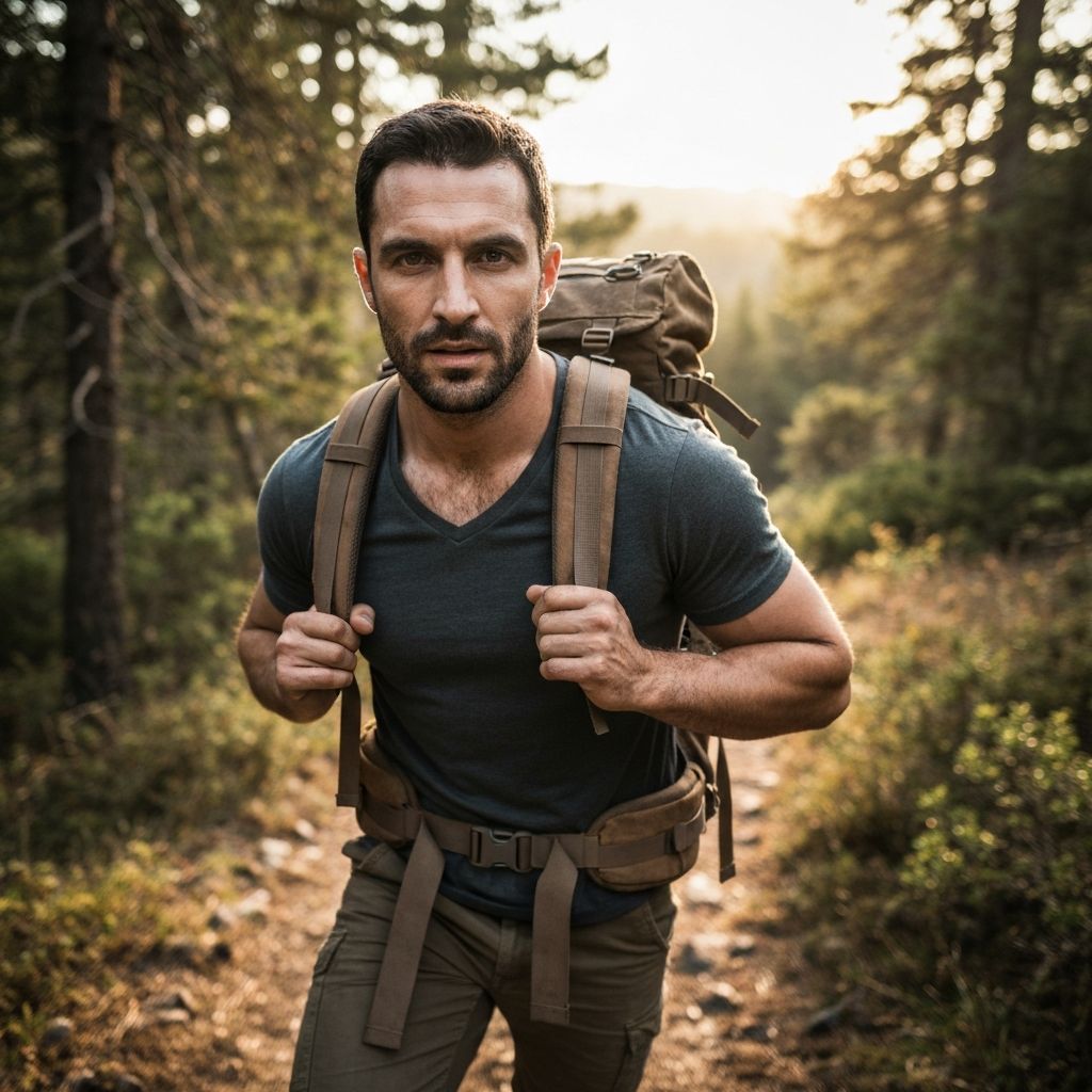 Backpacker on wilderness adventure